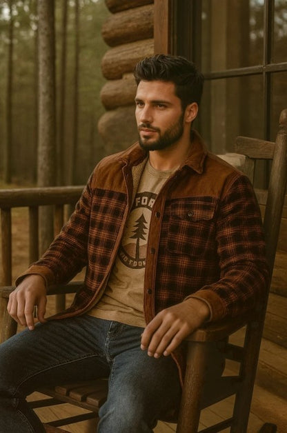 Men's Plaid Plus Velvet Jacket | Winter