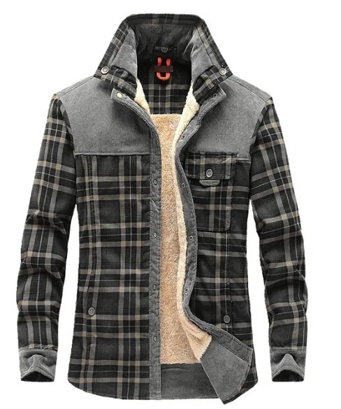 Men's Plaid Plus Velvet Jacket | Winter