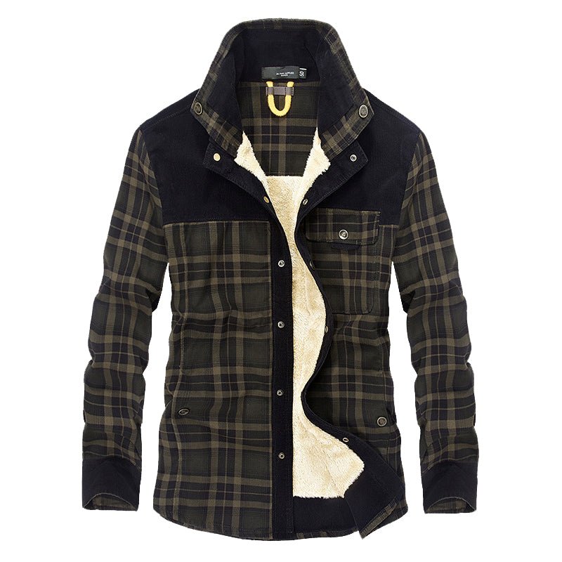 Men's Plaid Plus Velvet Jacket | Winter