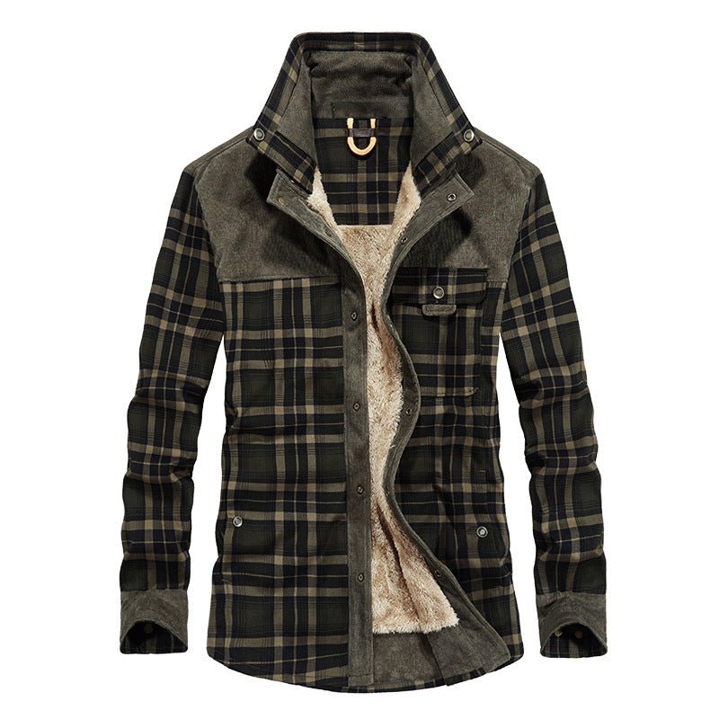 Men's Plaid Plus Velvet Jacket | Winter