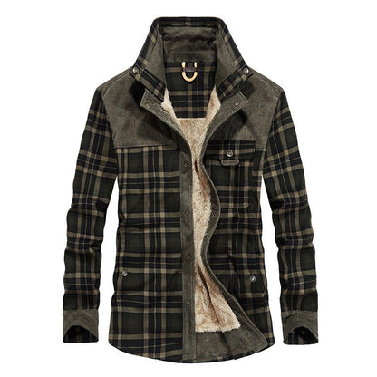 Men's Plaid Plus Velvet Jacket | Winter