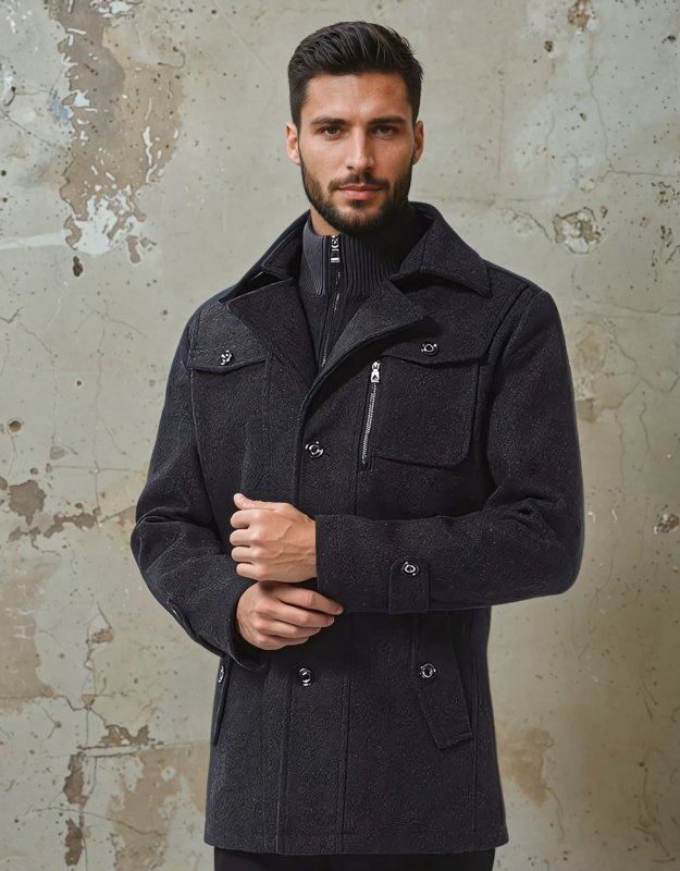 Men's Double Collar Jacket | Woolen Cloth