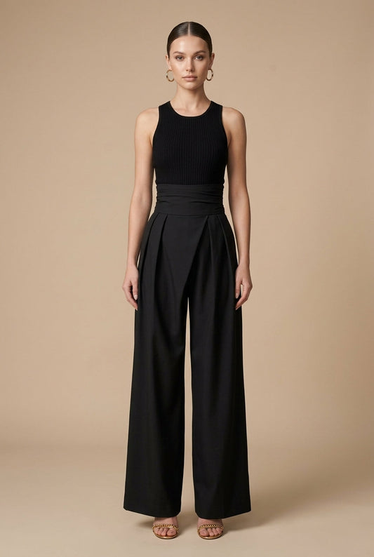 Women’s High-Waisted Black Trouser | Wide Leg