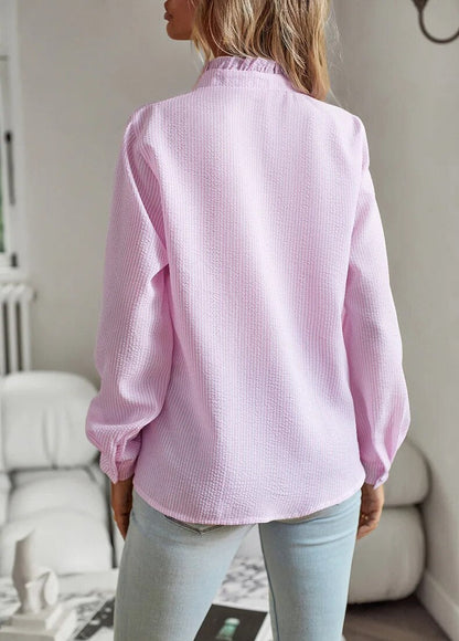 Women's Ruffle Trim Button-Up Blouse | Long Sleeve