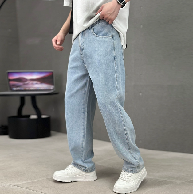 Men's Baggy Straight Leg Denim Trousers | Casual