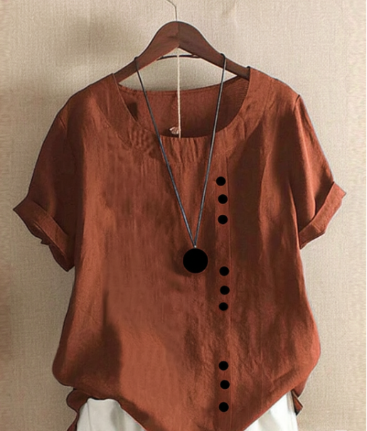 Women's Summer Casual Linen Blouse | Short Sleeve