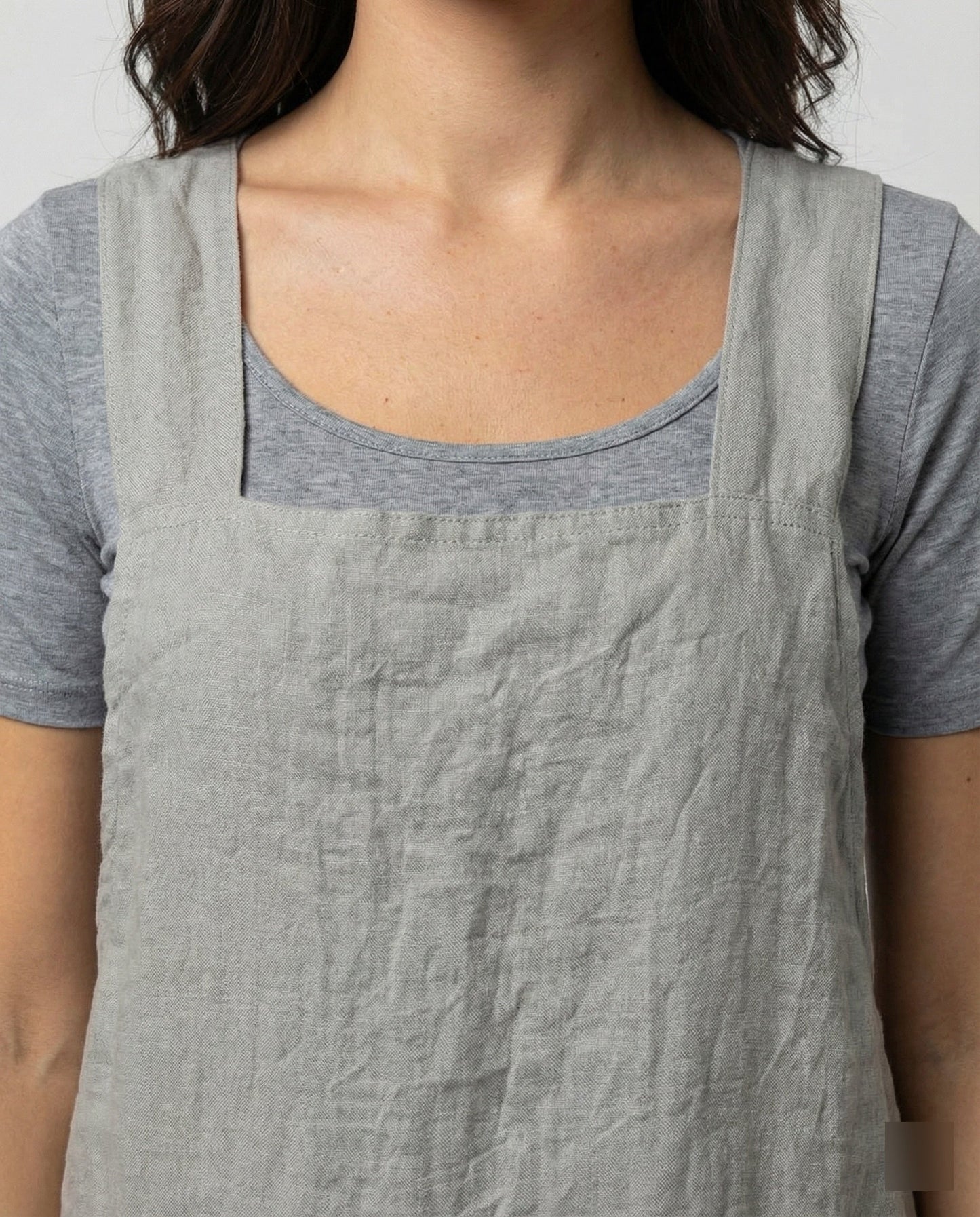 Women's Sleeveless Square Neck Apron Dress | with Pockets