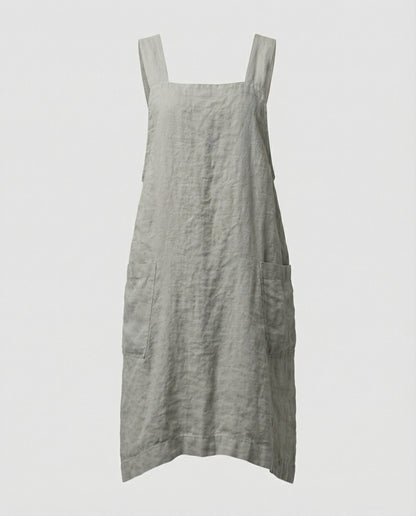 Women's Sleeveless Square Neck Apron Dress | with Pockets