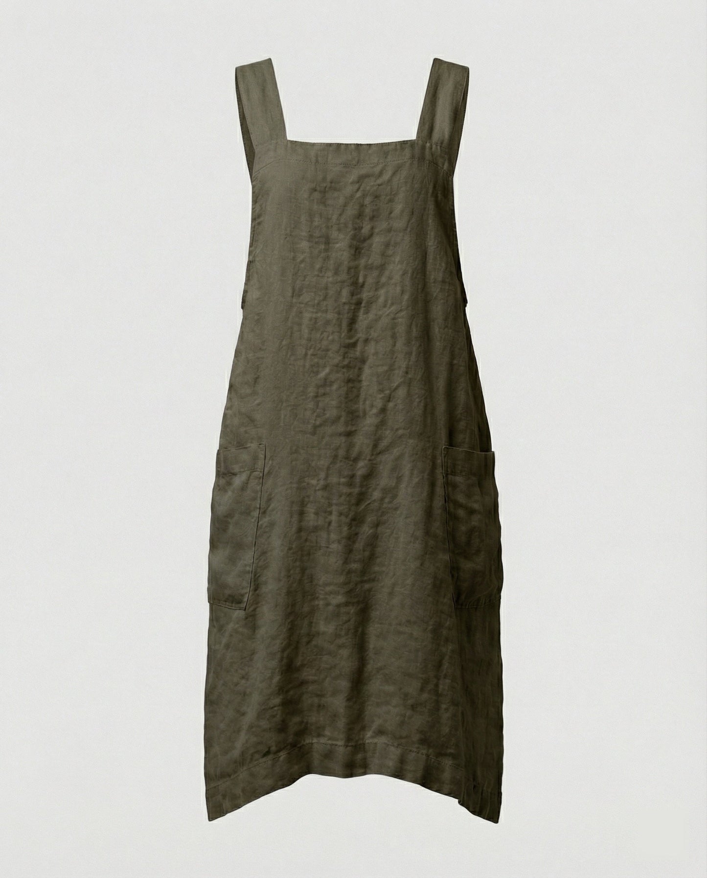 Women's Sleeveless Square Neck Apron Dress | with Pockets