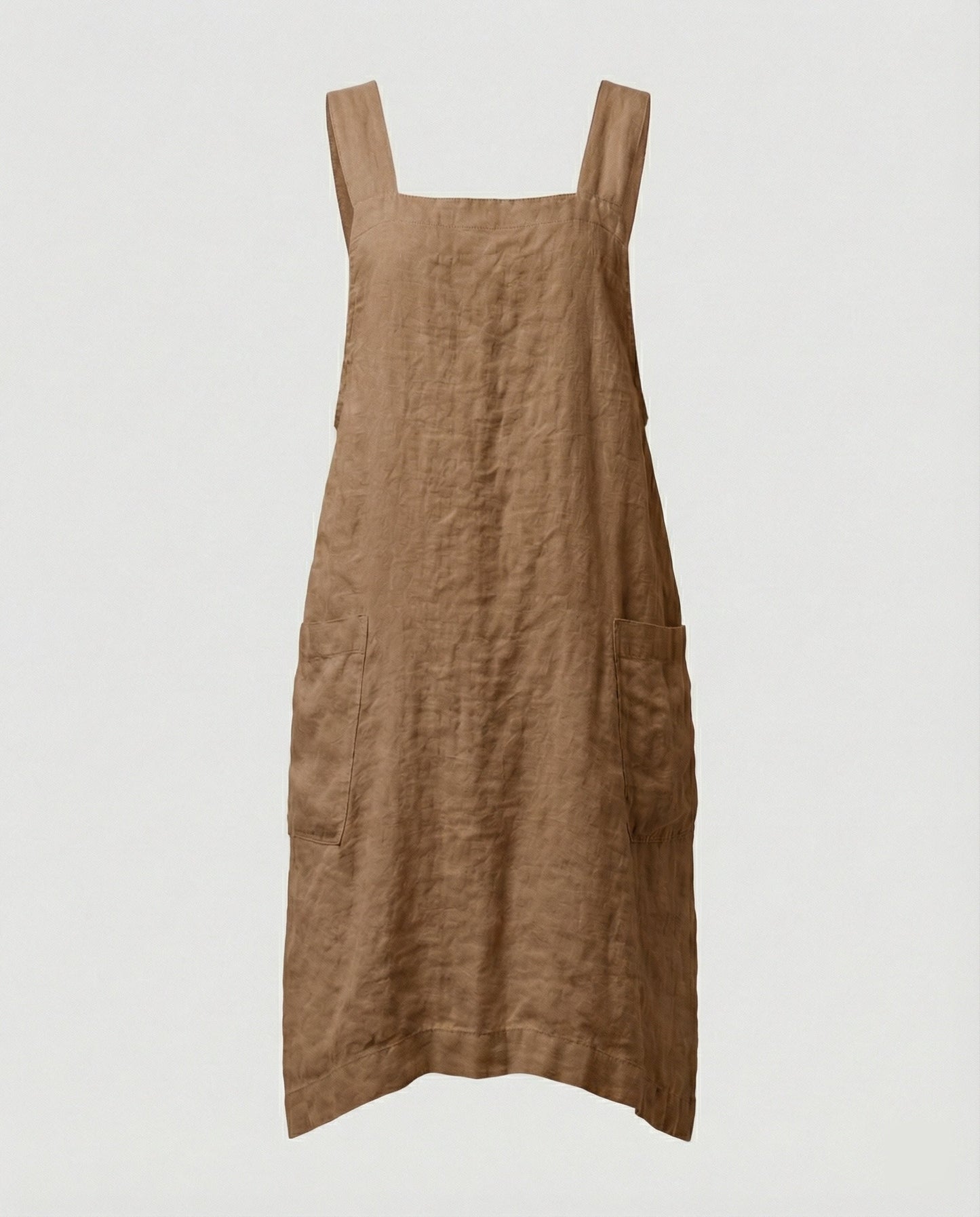 Women's Sleeveless Square Neck Apron Dress | with Pockets
