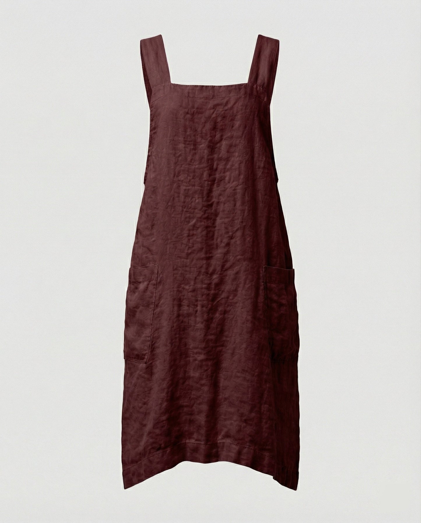 Women's Sleeveless Square Neck Apron Dress | with Pockets