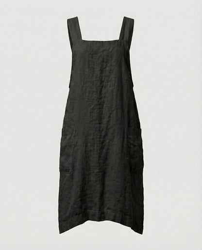 Women's Sleeveless Square Neck Apron Dress | with Pockets