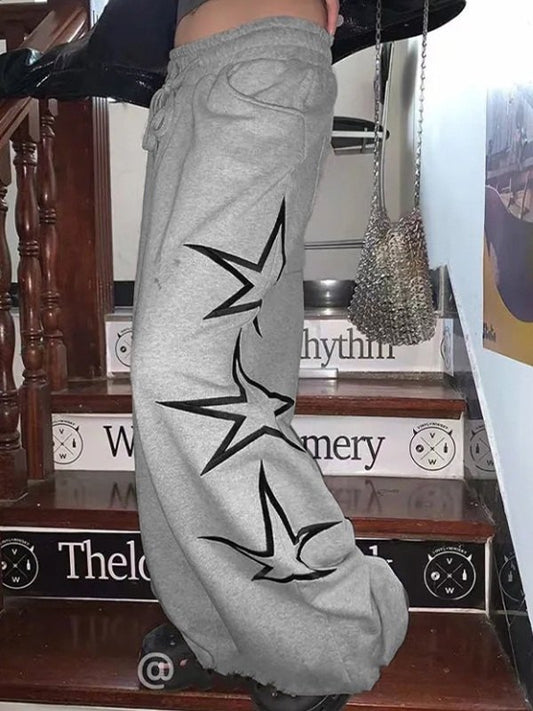 Baggy Sweatpants with Stars Embroidery