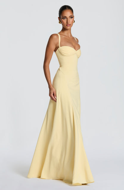 Women's Maxi Wedding Guest Dress | with Sweetheart Neckline