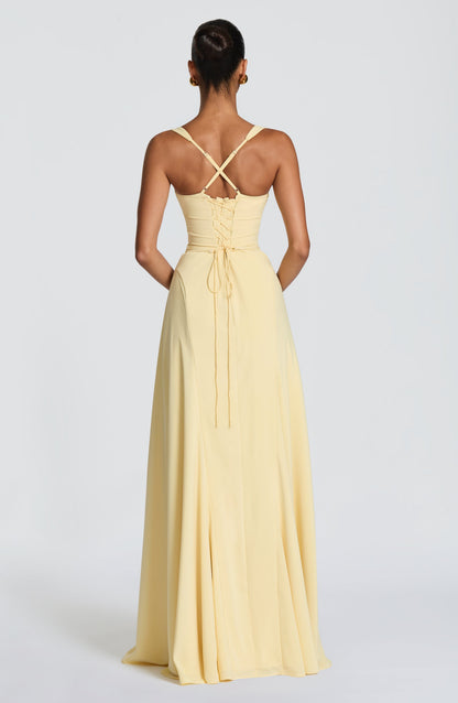 Women's Maxi Wedding Guest Dress | with Sweetheart Neckline