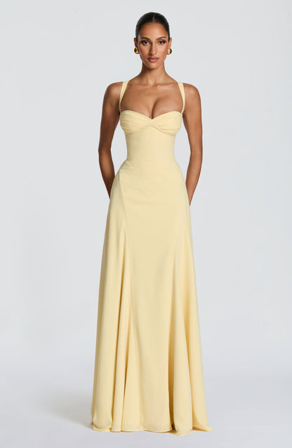 Women's Maxi Wedding Guest Dress | with Sweetheart Neckline