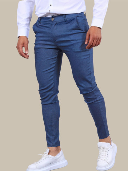 Heren chino broek met taps toelopende pijpen | Slim fit
