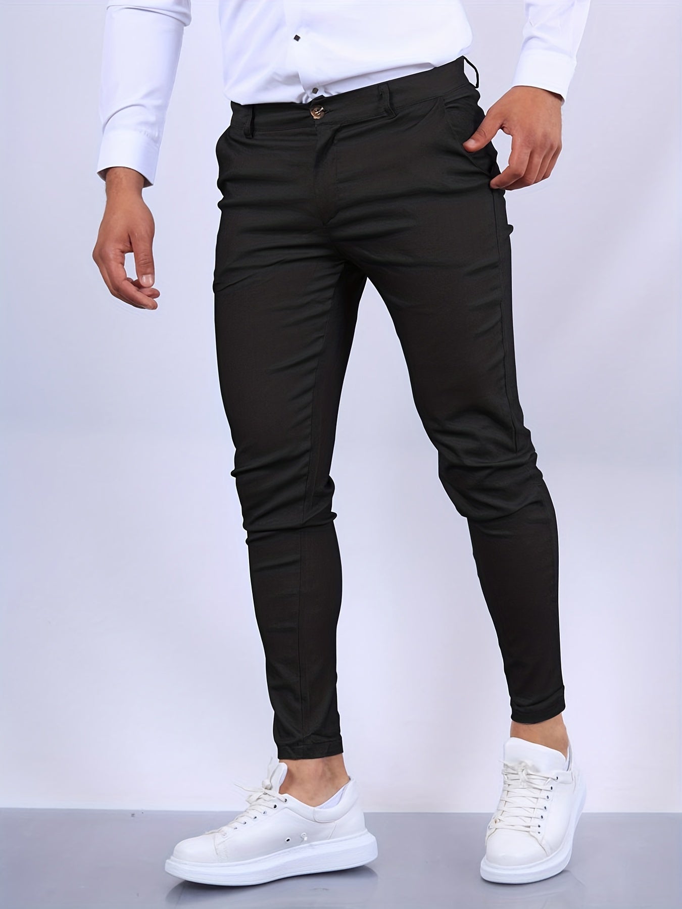 Heren chino broek met taps toelopende pijpen | Slim fit