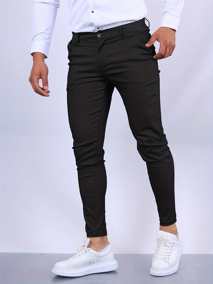 Heren chino broek met taps toelopende pijpen | Slim fit