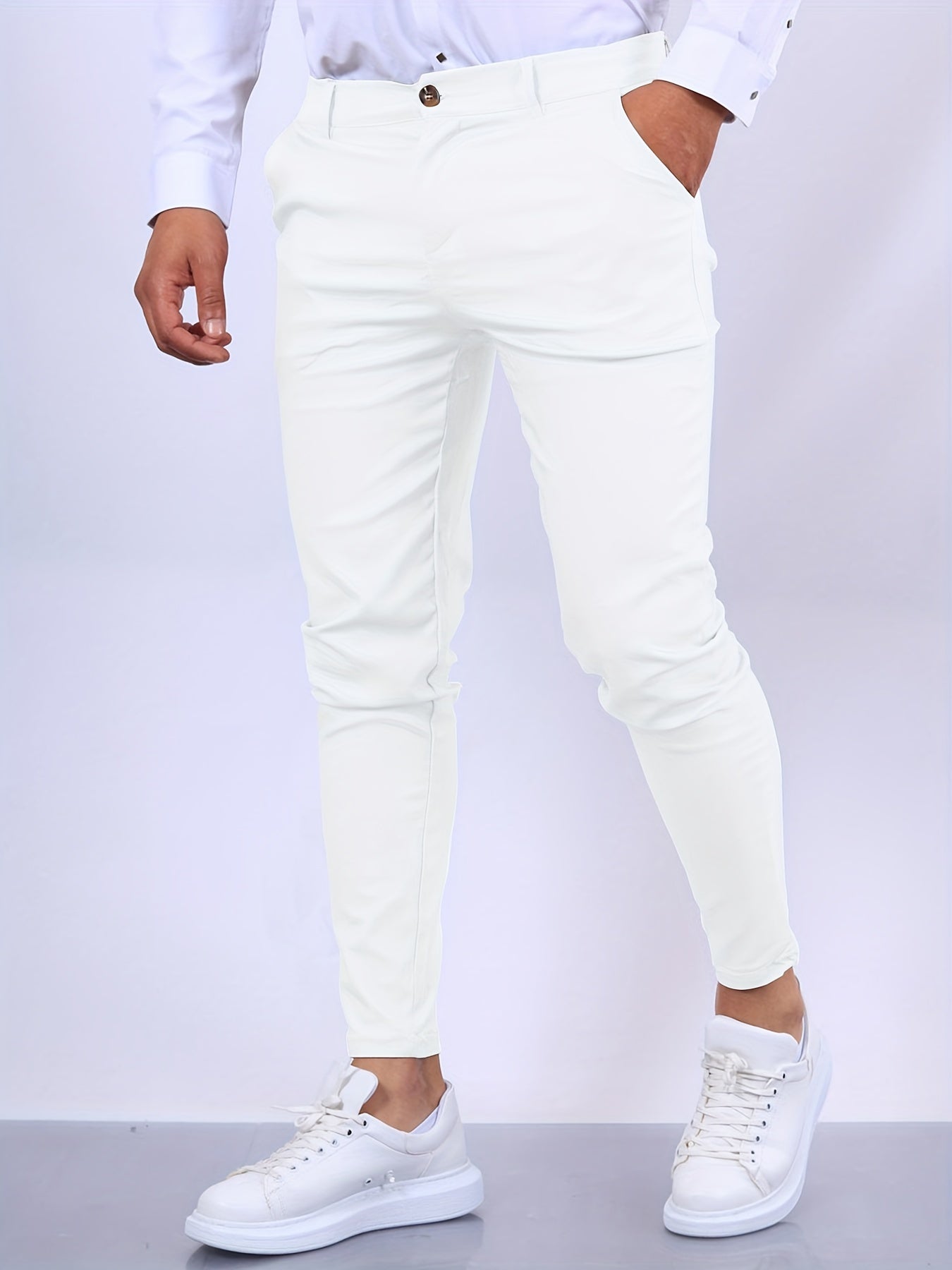 Heren chino broek met taps toelopende pijpen | Slim fit
