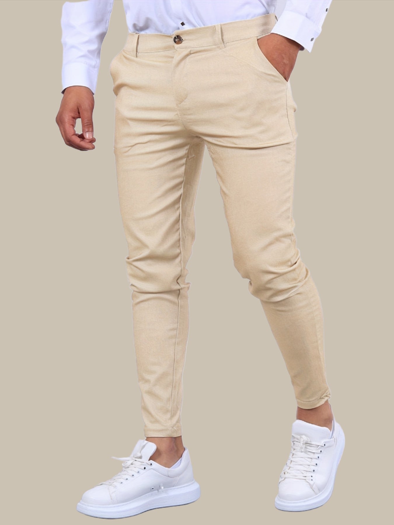 Heren chino broek met taps toelopende pijpen | Slim fit