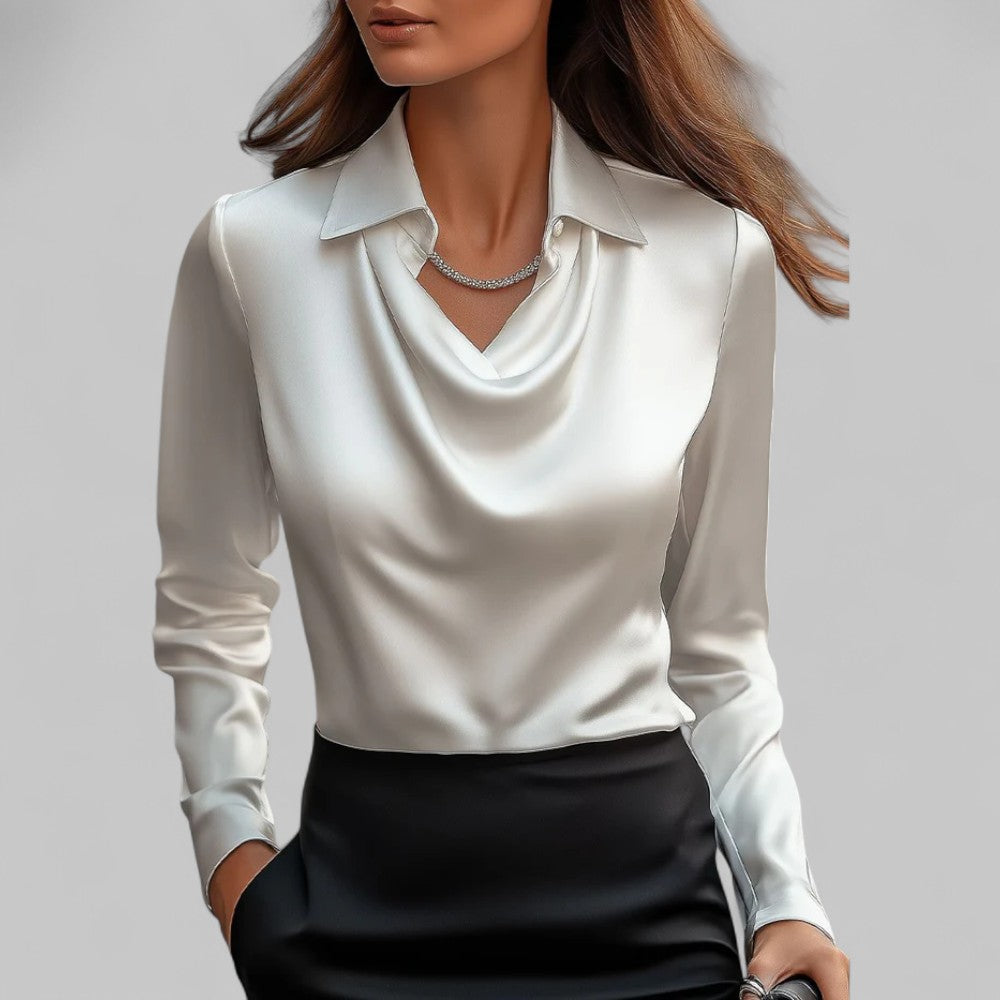 Women’s Waterfall Neck Blouse | Long Sleeves