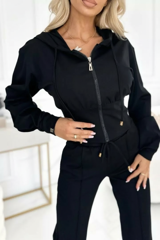 Women's 2-Piece Tracksuit | Wide Leg Pants and Short Hoodie