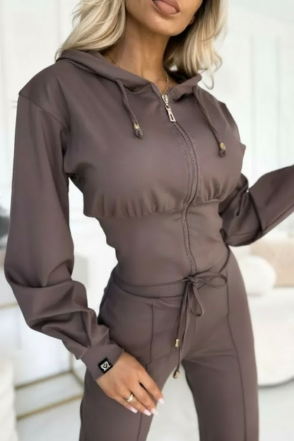 Women's 2-Piece Tracksuit | Wide Leg Pants and Short Hoodie