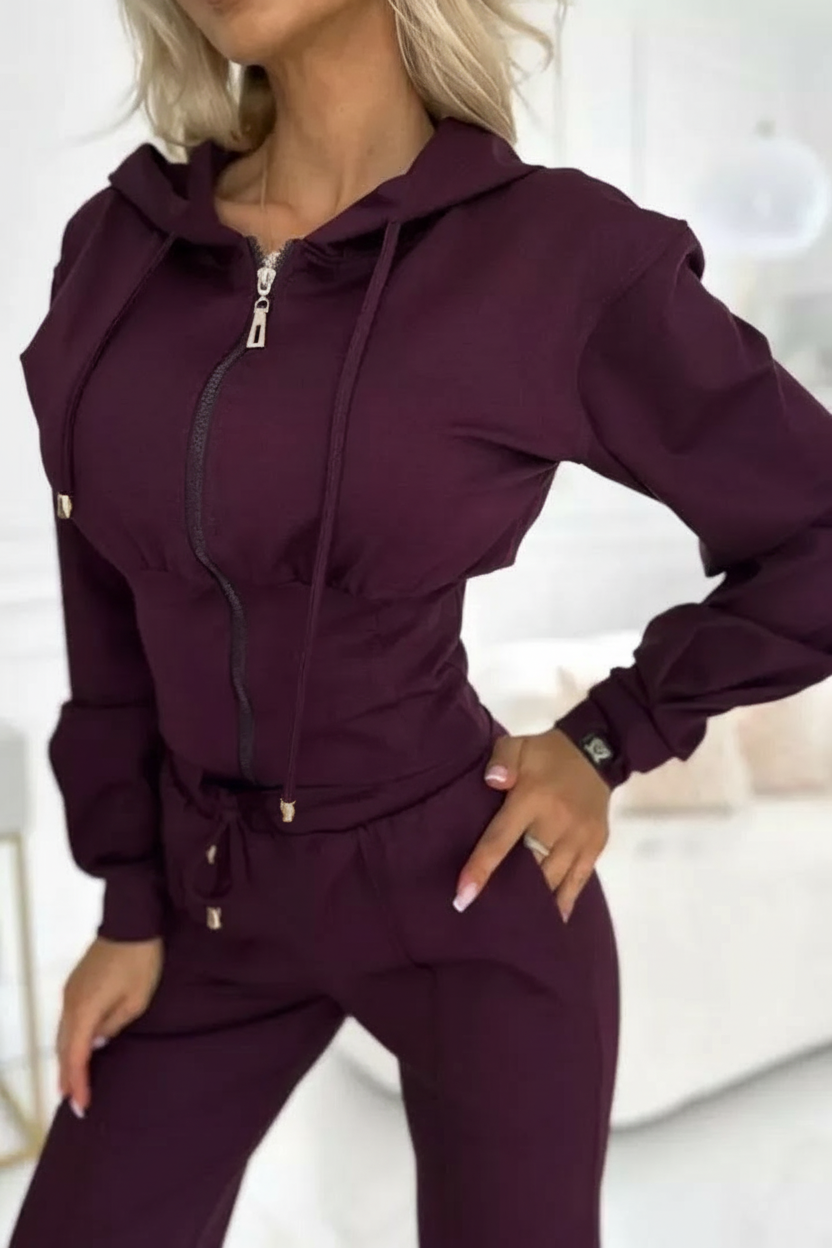 Women's 2-Piece Tracksuit | Wide Leg Pants and Short Hoodie