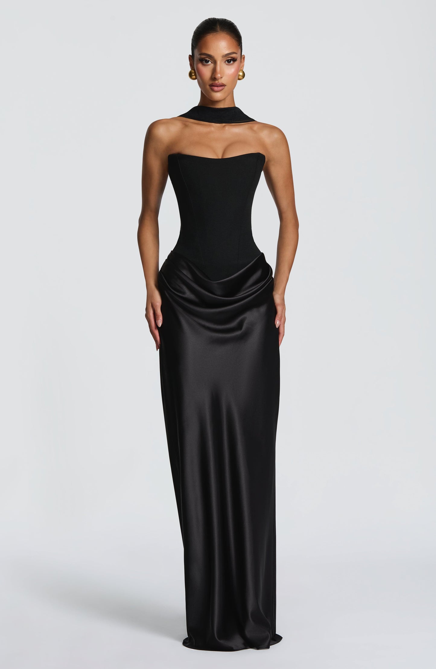 Women's Evening Corset Maxi Dress | Black