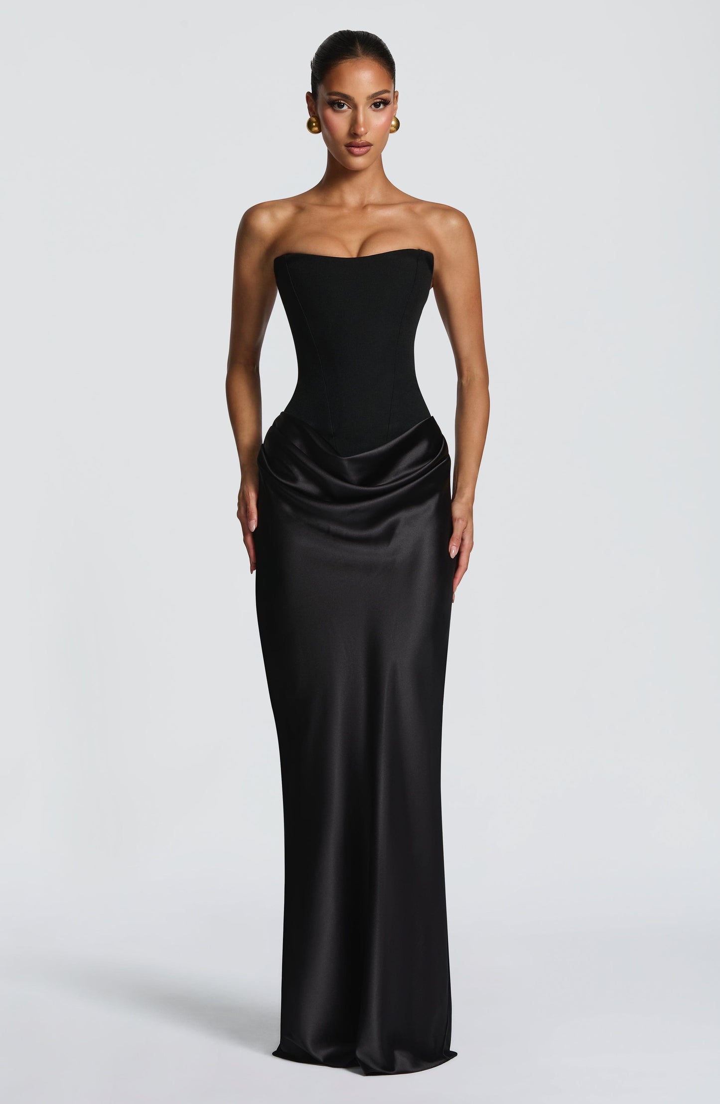 Women's Evening Corset Maxi Dress | Black