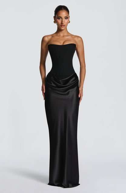 Women's Evening Corset Maxi Dress | Black