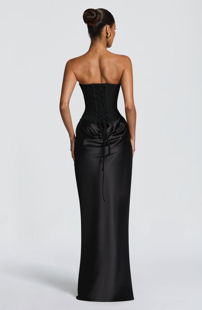 Women's Evening Corset Maxi Dress | Black