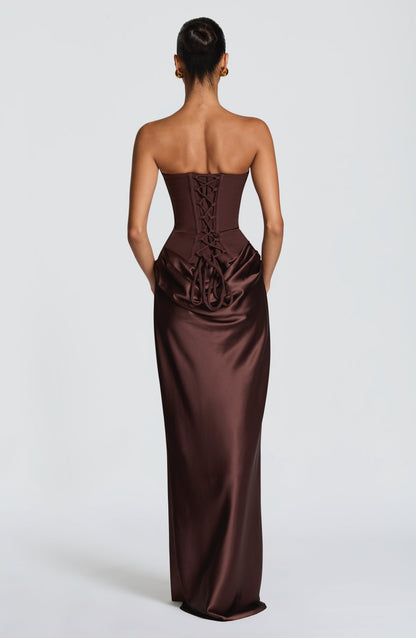 Women's Brown Wedding Guest Dress | Maxi