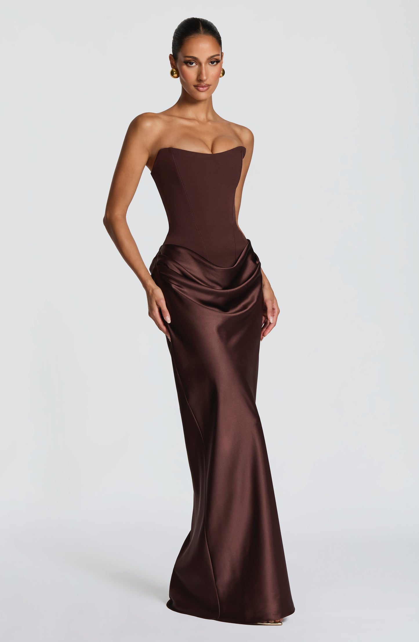 Women's Brown Wedding Guest Dress | Maxi