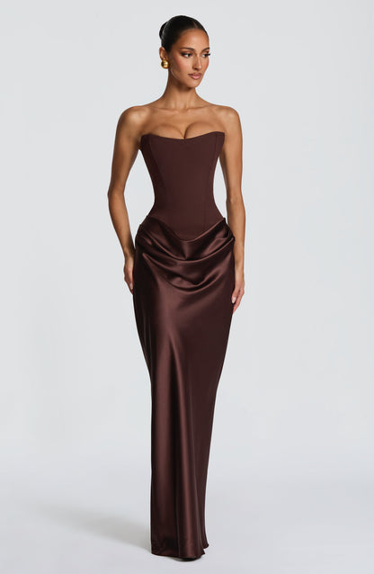 Women's Brown Wedding Guest Dress | Maxi