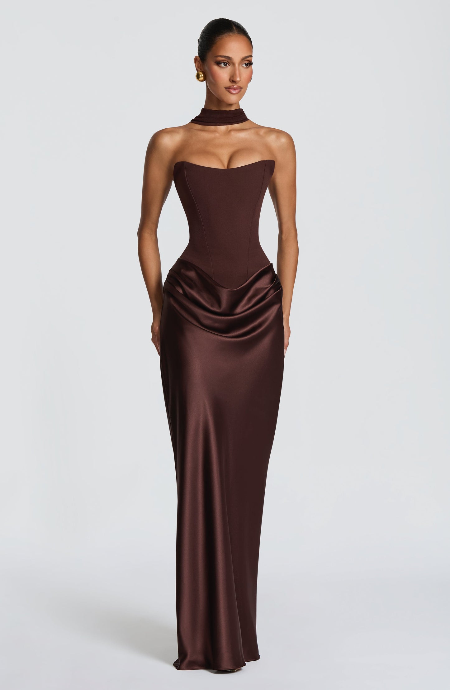 Women's Brown Wedding Guest Dress | Maxi