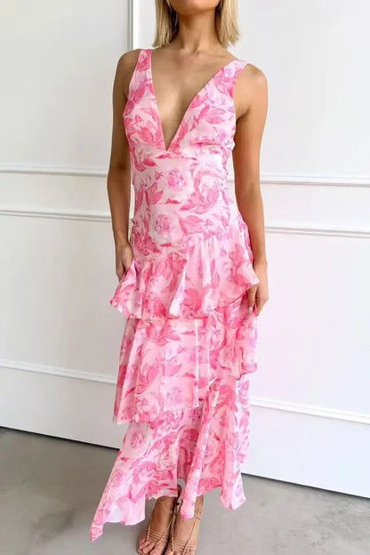 Party V-Neck Sleeveless Dress | Maxi