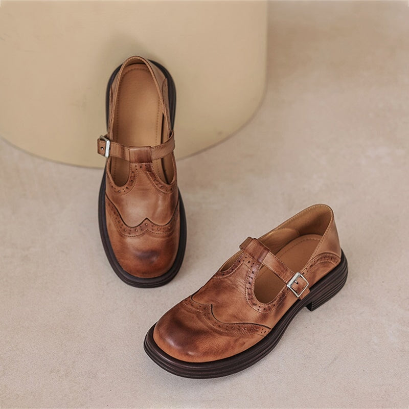 Women's Mary Jane Shoes with T-Strap | Wingtip