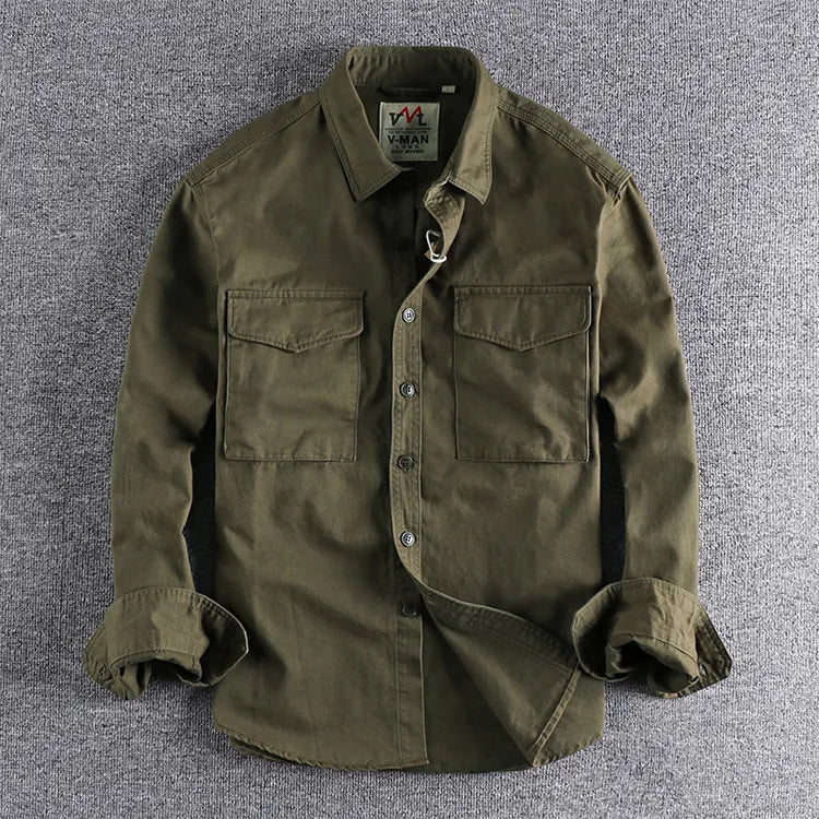 Men's Military Style Cargo Shirt | Long Sleeve
