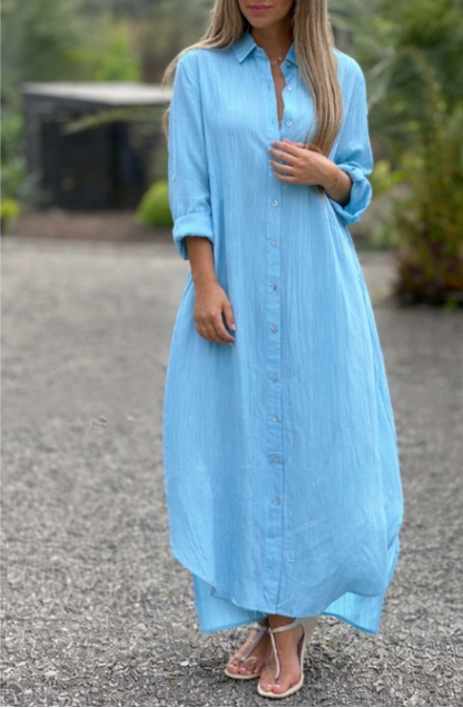 Women's Long Sleeve Summer Shirt Dress | Maxi