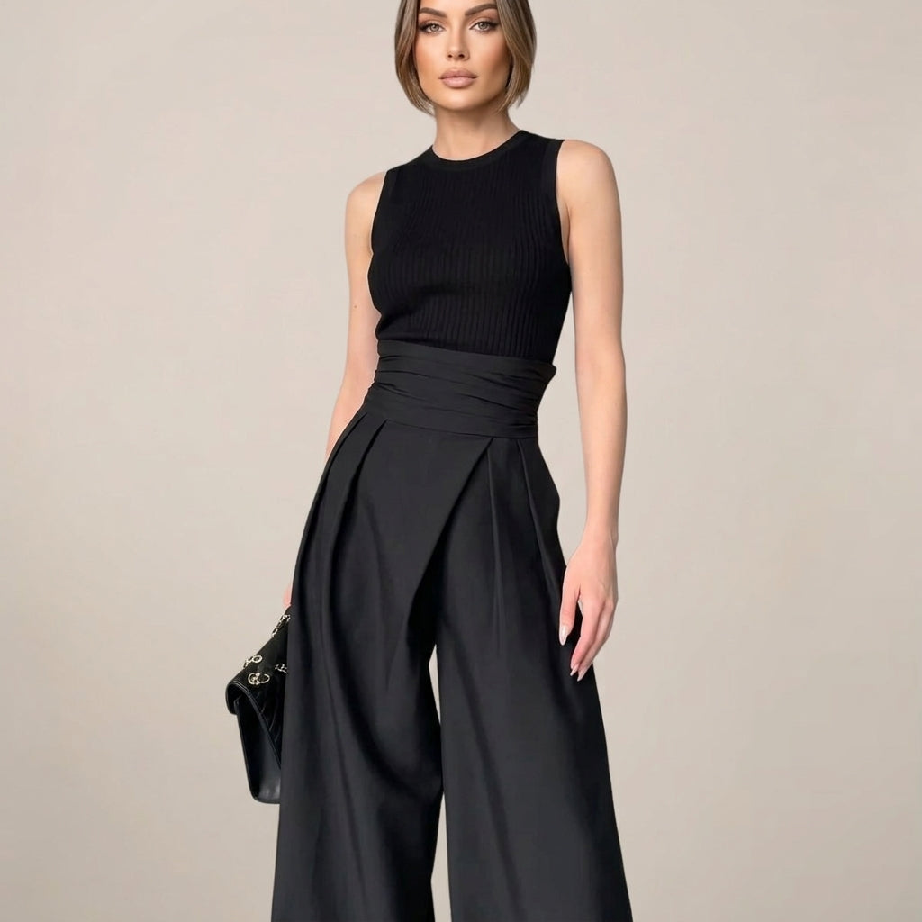Women’s High-Waisted Black Trouser | Wide Leg