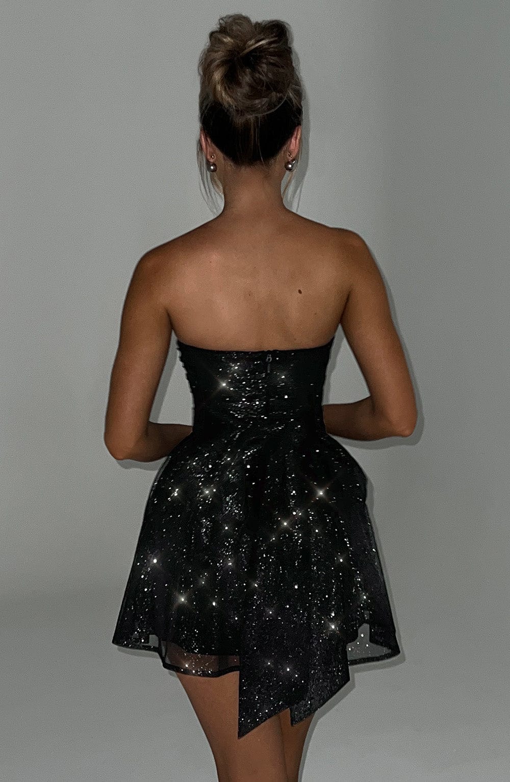 Women's Strapless Glitter Cocktail Dress | Mini