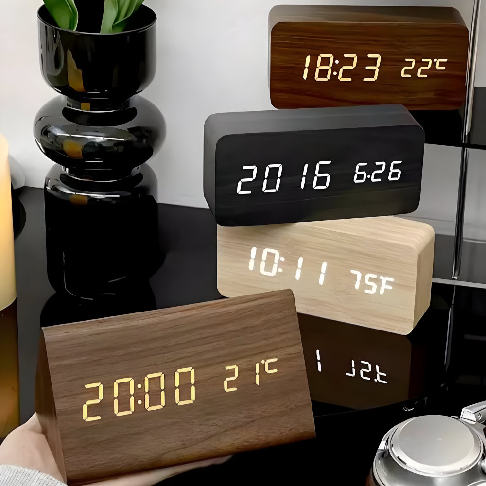 Modern Wooden Digital LED Alarm Clock
