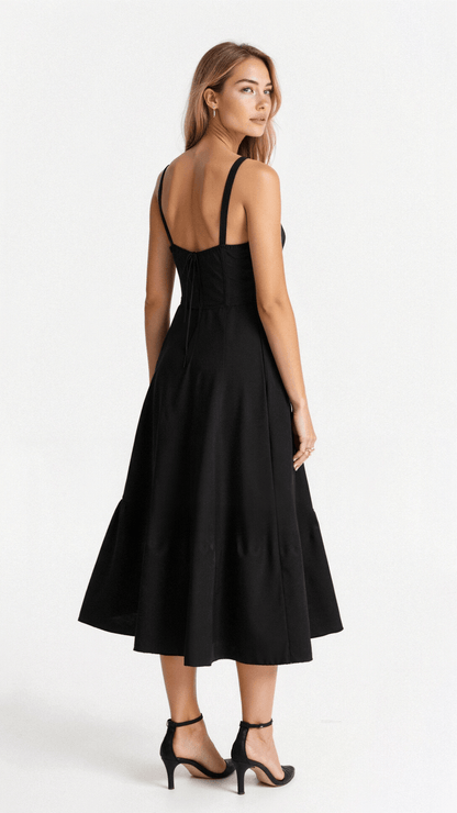 Women's Summer Corset Midi Dress | with Thigh-High Side Split