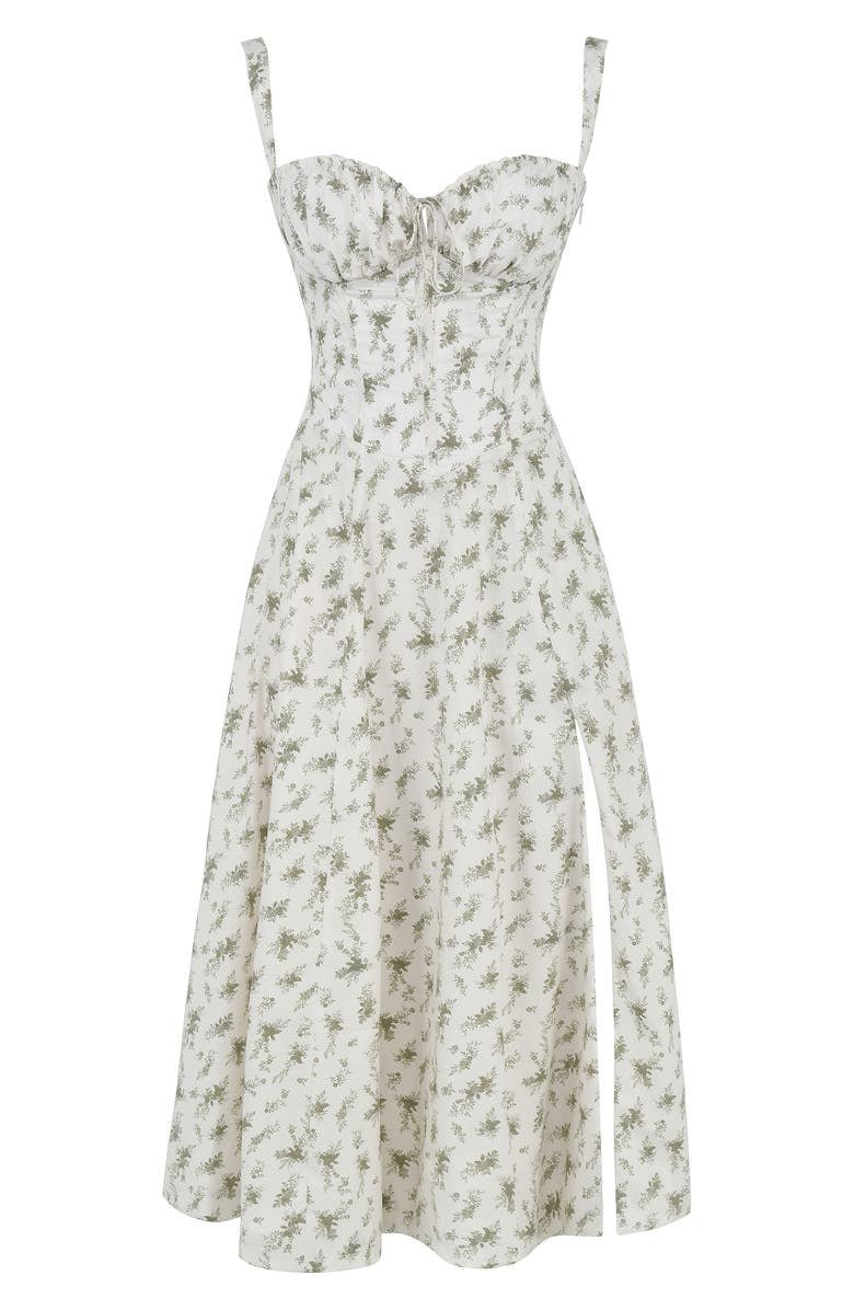 Women's Summer Corset Midi Dress | with Thigh-High Side Split