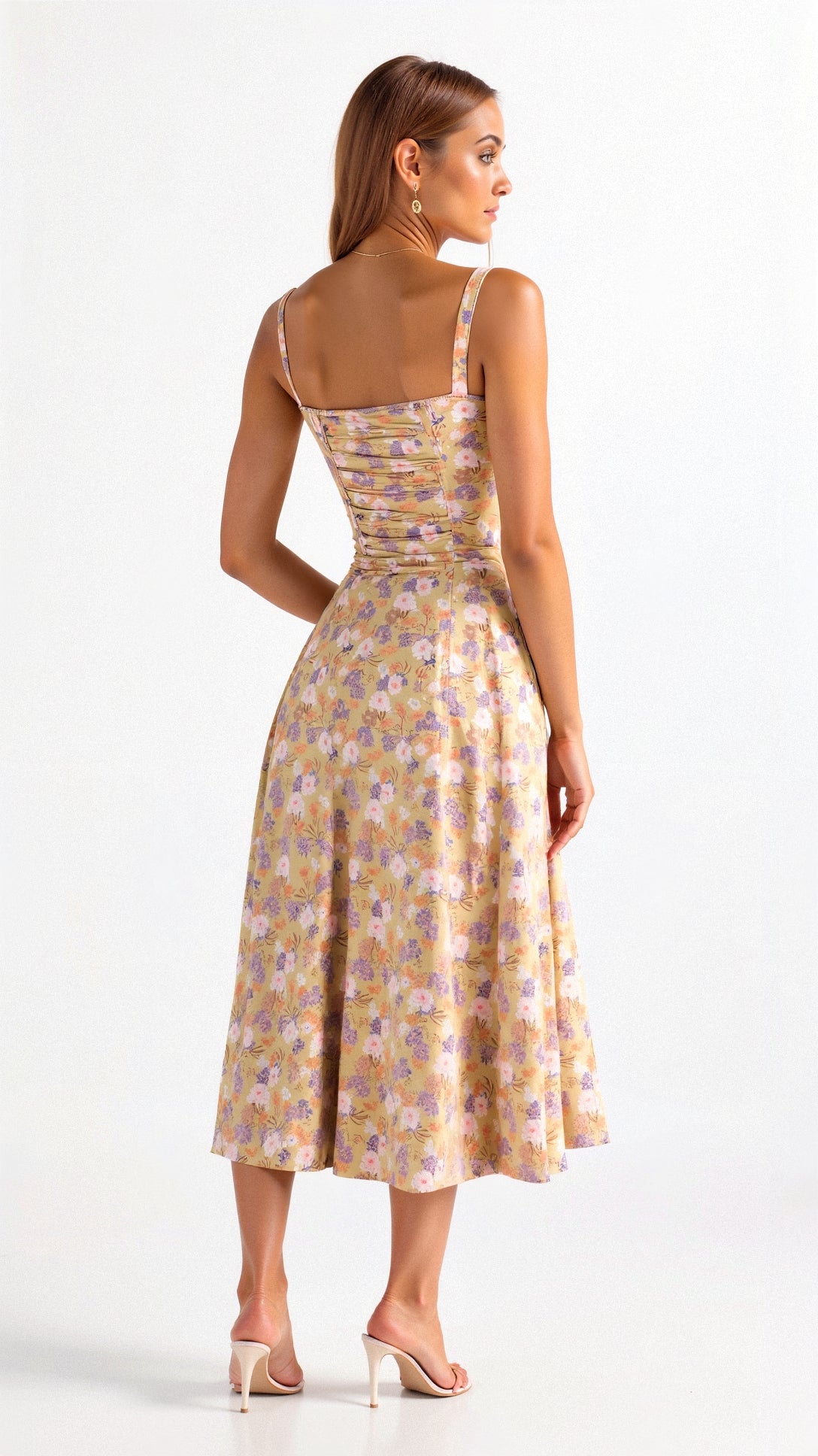 Women's Summer Corset Midi Dress | with Thigh-High Side Split