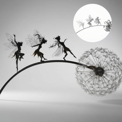 Outdoor Metal Fairy Garden Sculpture with Stake