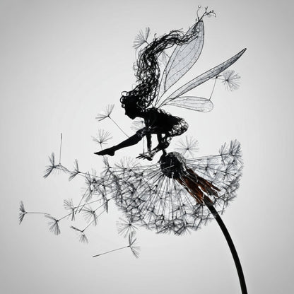 Outdoor Metal Fairy Garden Sculpture with Stake