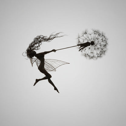 Outdoor Metal Fairy Garden Sculpture with Stake